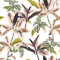 Trendy botanical leaves in the forest seamless pattern vector design for fashion,fabric,wallpaper, and all prints