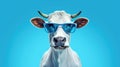 Trendy Bovine Comedy Funny Cow Strikes a Pose in Sunglasses. Generative AI