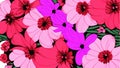 Trendy bright floral drawing pattern in many kinds of colors. Botanical motifs are scattered