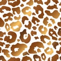 Trendy bronze leopard abstract seamless pattern. Vector Wild animal cheetah skin gold metallic texture on white background for Royalty Free Stock Photo
