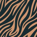 Trendy brown tiger or zebra seamless pattern. Hand drawn fashionable wild animal skin repeat texture for fashion print design,