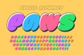 Trendy Bubble comical alphabet design, colorful, typeface.