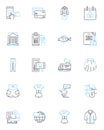 Trendy buying linear icons set. Clickbait, Fad, Impulse, Vibe, Hype, Popular, Snobbery line vector and concept signs