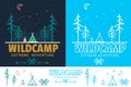 Trendy Camping logo badge set in outline style. Camping logo illustration. Vector camping badge concept. Line camp icons