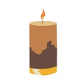 Trendy candle with flame, modern element for home decor. Home aromatherapy, hygge home decoration, vector illustrationin