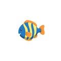 Trendy cartoon striped fish swimming icon. Colorful vector flat style illustration.