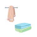 Trendy cartoon style towels icons set. Bath, home, hotel flat symbols. Royalty Free Stock Photo