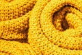 Trendy Ceylon yellow color woolen knitted fabric close-up, texture, background