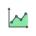 Trendy chart bar, growing graph flat color icon.