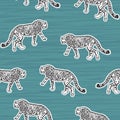 Trendy cheetah , Leopard animal safari Seamless pattern Vector hand drawn cool style on texture,Design for fashion , fabric, Royalty Free Stock Photo