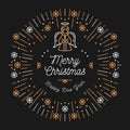 Trendy Christmas Card Happy New Year, Minimal design Art Deco