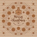Trendy Christmas card, Xmas Angel, Kraft paper, Sunbursts Line Art