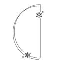 Trendy christmas winter linear semi circle frame with snowflake, Modern minimalist aesthetic line elements, geometric Royalty Free Stock Photo