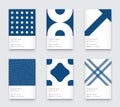 Trendy Classic Blue Color. Vector Minimal Graphic. Vertical Abstract Pattern Cards Set Royalty Free Stock Photo