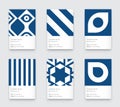 Trendy Classic Blue Color. Vector Minimal Graphic. Vertical Abstract Pattern Cards Set Royalty Free Stock Photo