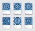 Trendy Classic Blue Color. Vector Minimal Graphic. Vertical Abstract Pattern Cards Set Royalty Free Stock Photo