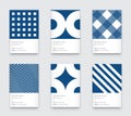 Trendy Classic Blue Color. Vector Minimal Graphic. Vertical Abstract Pattern Cards Set Royalty Free Stock Photo