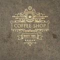 Trendy coffee label on grange background. Royalty Free Stock Photo
