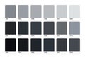 Trendy color palette swatch set. Dark colour catalog samples. Vector illustration