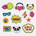 Trendy color patches, stickers and pins