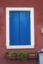 Trendy Color of the year 2020 Classic Blue old italian window background. Outdoor architecture decoration. Mediterranean Royalty Free Stock Photo