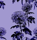 Trendy color seamless pattern with silhouettes of close up flowers.