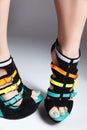 Trendy colorful painted toes