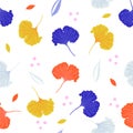 Trendy colorful Vector hand drawn Illustration vertical ginkgo.Seamless pattern in vector. EPS10 ,Design for fashion ,fabric,web,