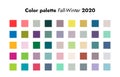Trendy colors. Fall-winter fashion palette forecast, colorful and neutral schemes. Analytics of style trends for cold Royalty Free Stock Photo