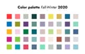 Trendy colors. Fall-winter fashion palette forecast, colorful and neutral schemes. Analytics of style trends for cold