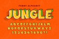 Trendy comical jungle alphabet design, colorful, typeface.