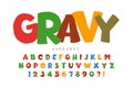 Trendy comical original alphabet design, colorful, typeface.