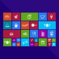 Trendy computer or mobile application app program of flat food a
