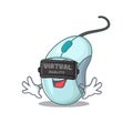 Trendy computer mouse character wearing Virtual reality headset
