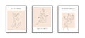 Trendy contemporary posters set. Minimal female silhouette Abstract woman body feminine design. Line art. Femininity