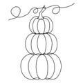 Trendy contour pumpkins continuous line drawing