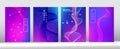 Trendy Covers Set. Colorful Computing Music Wallpaper Purple Pink Blue Punk Vector Cover Royalty Free Stock Photo