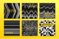 Vector noise posters set with noise background. Electro music festival invitation, glitch texture. Trendy covers