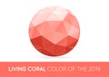 Trendy Crystal Triangulated Gem Sign Element in Trendy Coral Color. Geometric Low Polygon Style. Visual Identity. Vector