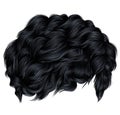 Trendy curly hairs brunette black colors . medium length . beaut Royalty Free Stock Photo