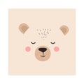 Trendy cute Bear. Funny animal face. Perfect for textiles, prints, posters and more. Isolated and grouped. Colorful