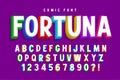 Trendy 3d comical font design, colorful alphabet, typeface
