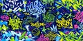 Trendy Blue Colorful Abstract Urban Style Hiphop Graffiti Street Art Vector Illustration Background