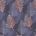 Trendy dark blue and pink tropical leaves pattern Royalty Free Stock Photo