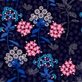 Trendy dark geometric flower mix with garden leaf florals colo