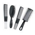 Trendy design haircare icons set. Metal and plastic comb, cylinder and brush professional black hair styling accessories tools. Royalty Free Stock Photo