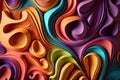 Trendy design template with plasticine and 3D geometric waves. Abstract pink magenta, orange, blue sculptural trendy background.