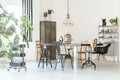 Trendy dining room with table Royalty Free Stock Photo