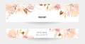 Trendy dried palm leaves, blush pink and rust rose, pale protea, white peony Royalty Free Stock Photo