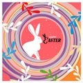 Trendy Easter design with bunnies. Spring plant background. Royalty Free Stock Photo